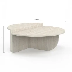 Tables basses rondes effet travertin
