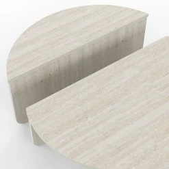 Tables basses rondes effet travertin