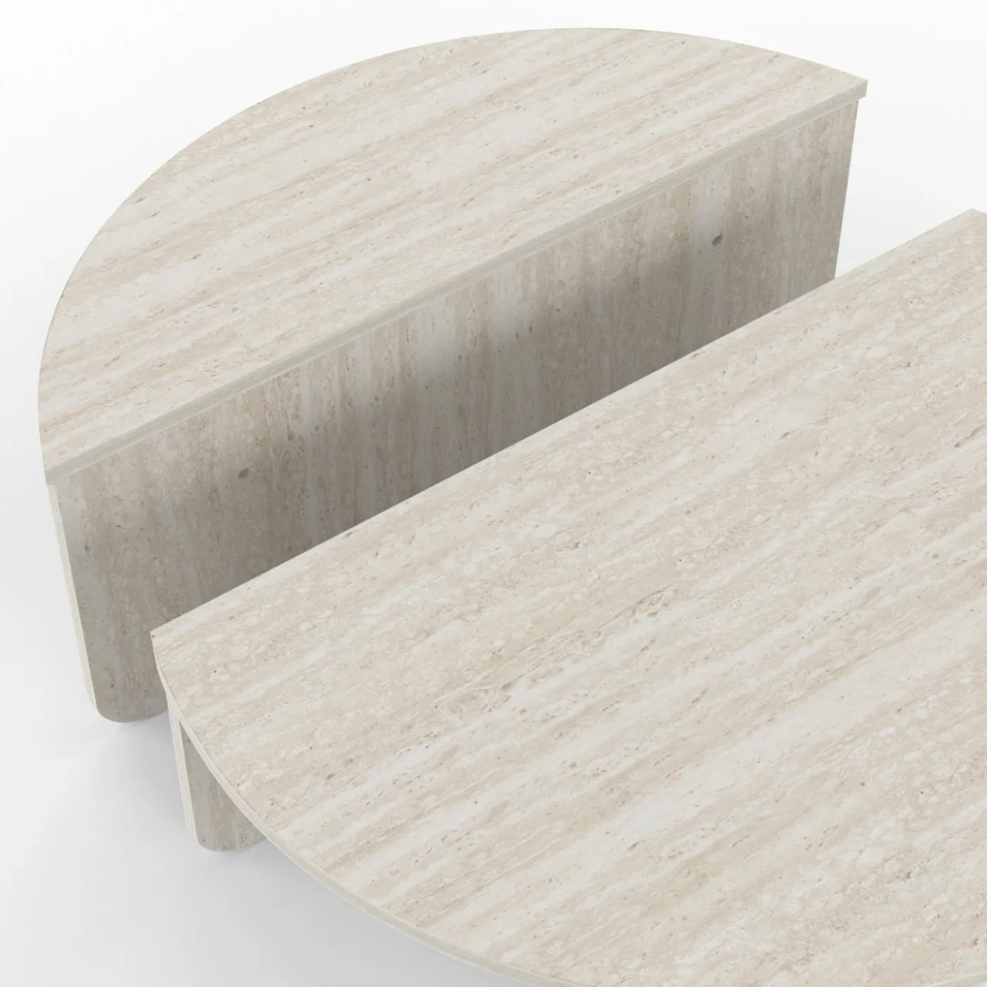 Tables basses rondes effet travertin