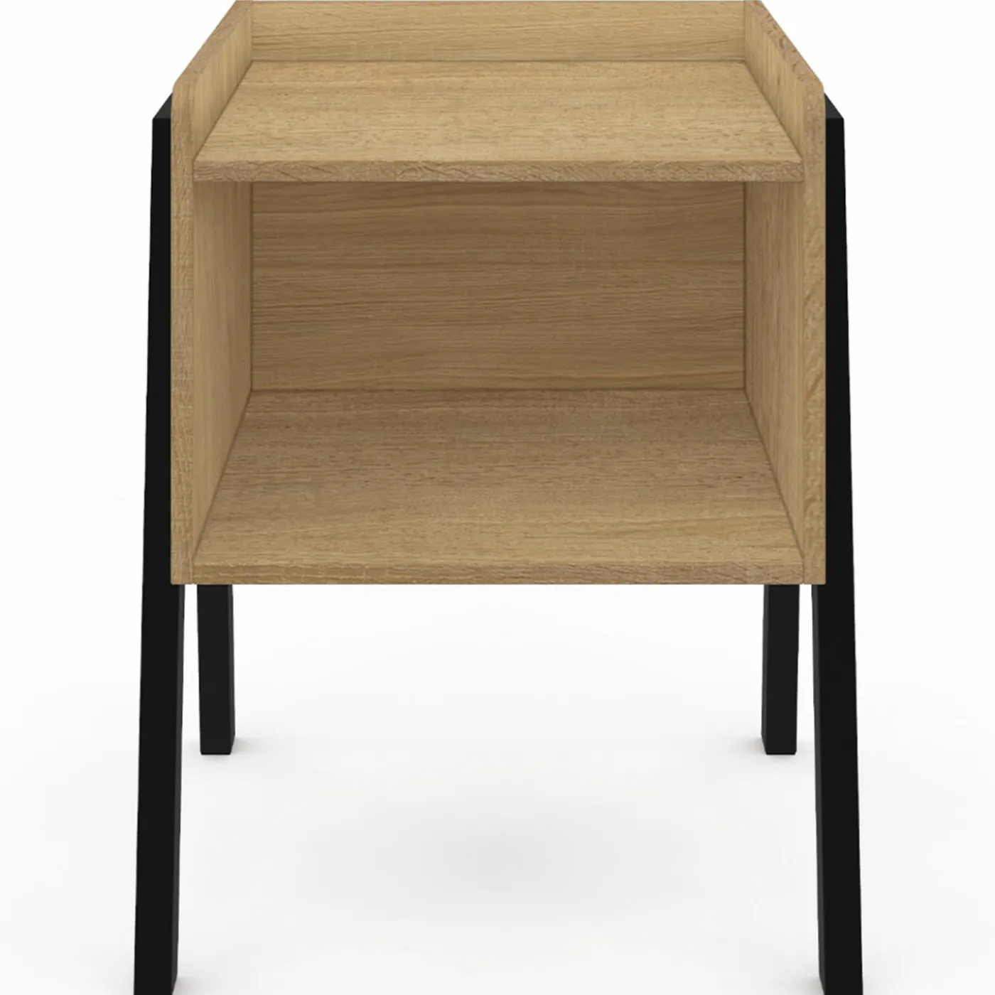 Tables de chevet 1 niche bois et pieds métal noir - lot de 2
