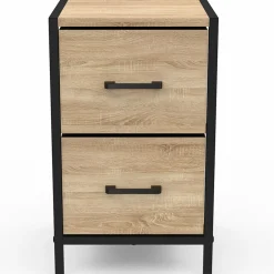 Tables de chevet 2 tiroirs en tissu style industriel - lot de 2