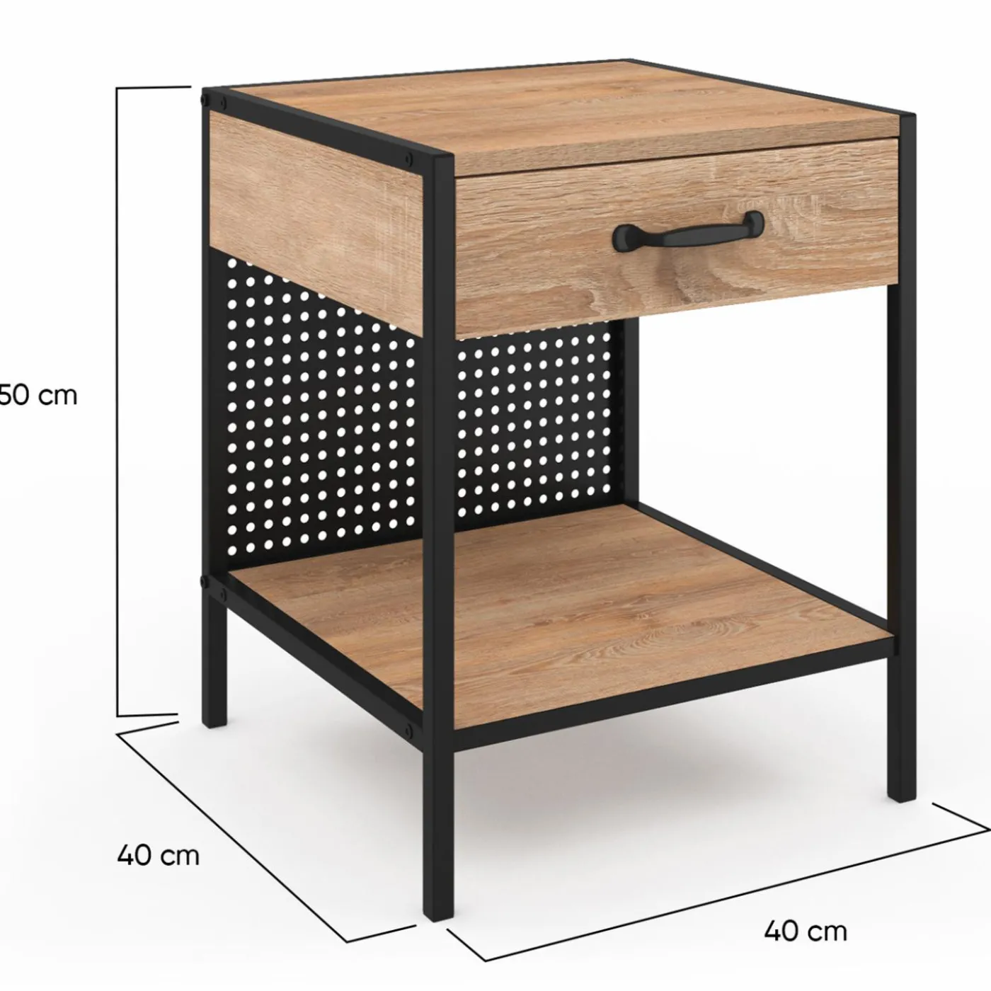 Tables de chevet acier perforé avec 1 tiroir design industriel