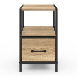 Tables de chevet avec 1 tiroir en tissu et 1 niche : lot de 2