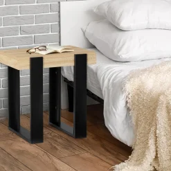 Tables de chevet bois et métal noir style loft industriel
