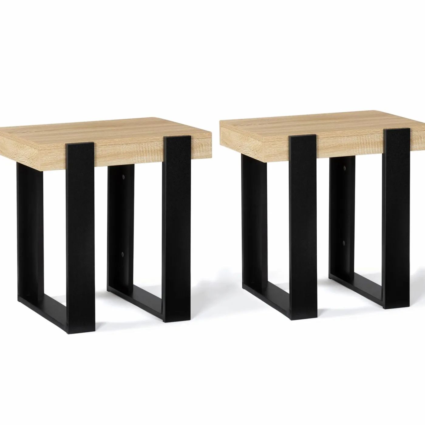 Tables de chevet bois et métal noir style loft industriel