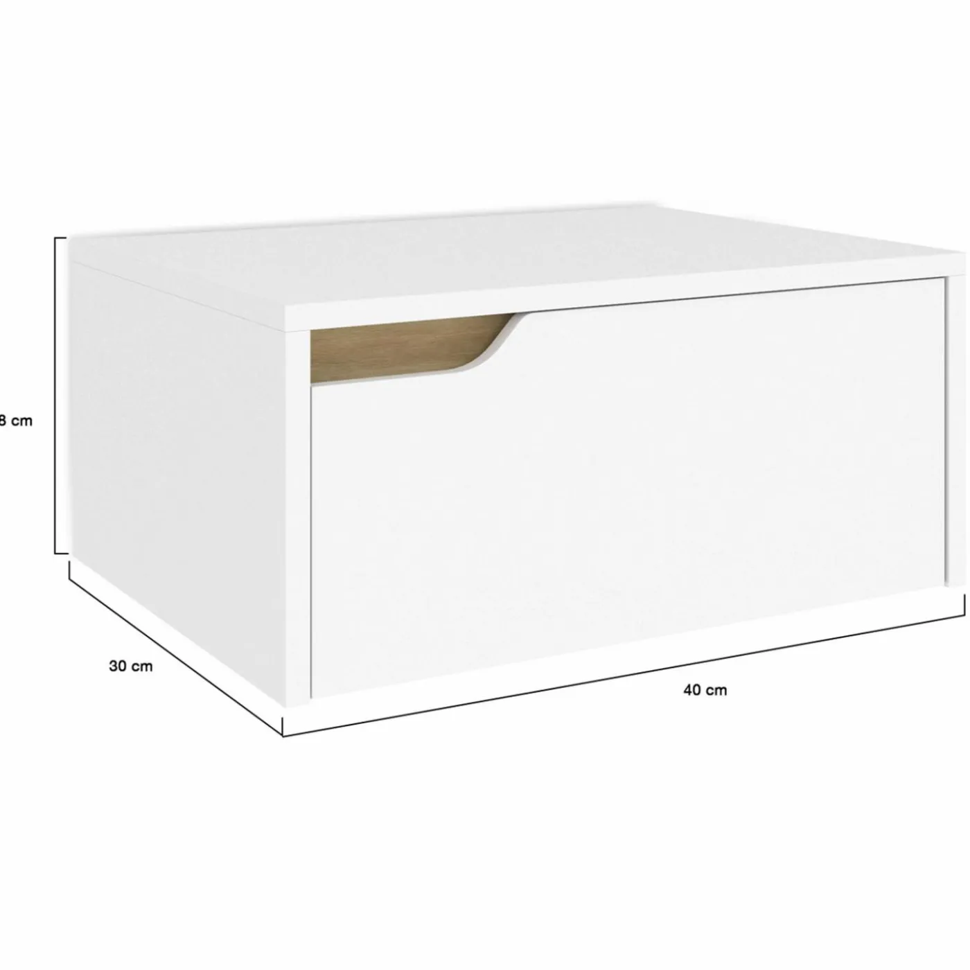 Tables de chevet murales suspendues blanches : lot de 2