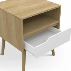 Tables de chevet scandinaves bois blanc et effet hêtre