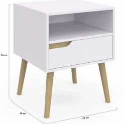 Tables de chevet scandinaves avec 1 tiroir blanches et bois