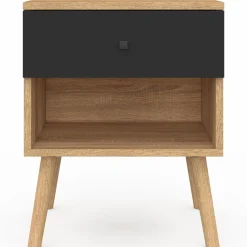 Tables de chevet scandinaves hêtre et noir : lot de 2