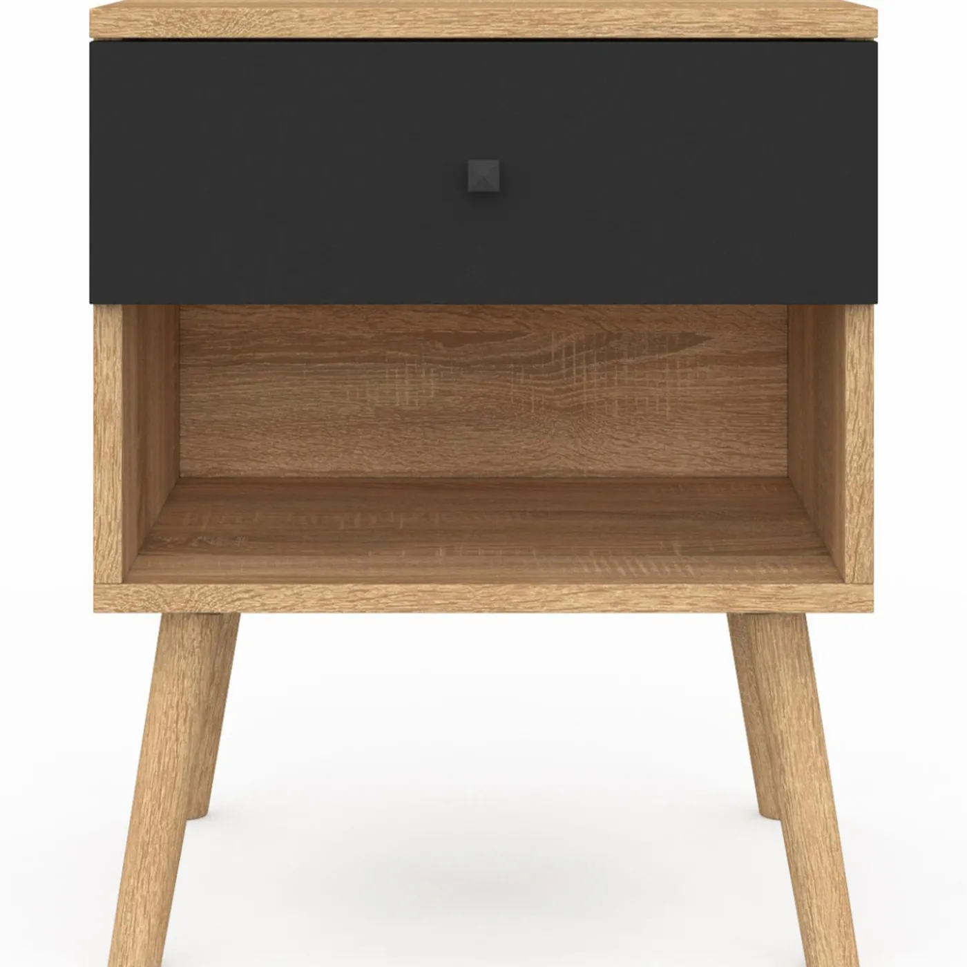 Tables de chevet scandinaves hêtre et noir : lot de 2