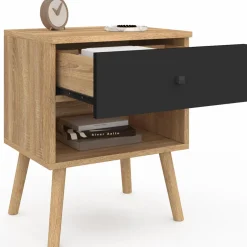 Tables de chevet scandinaves hêtre et noir : lot de 2