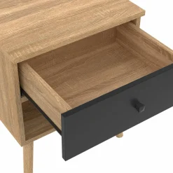 Tables de chevet scandinaves hêtre et noir : lot de 2