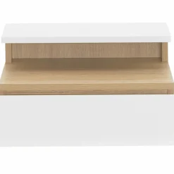 Tables de chevet suspendues bois façon hêtre et blanches