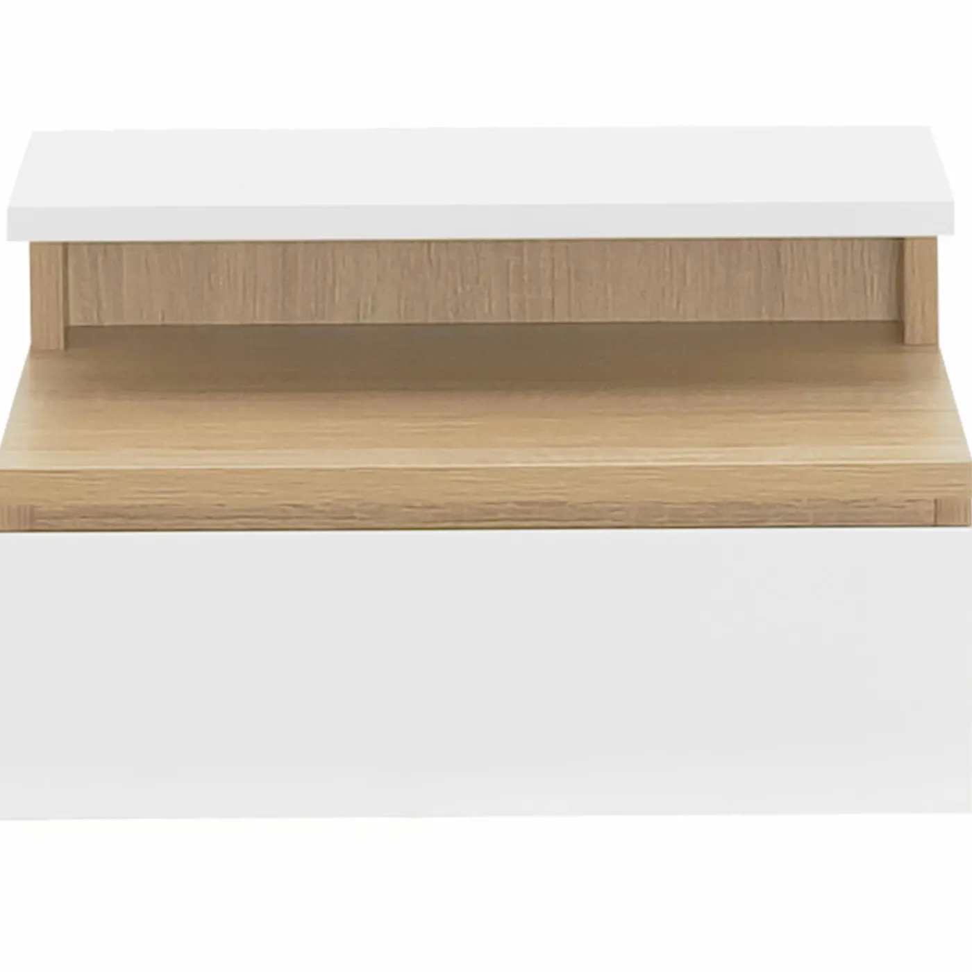 Tables de chevet suspendues bois façon hêtre et blanches