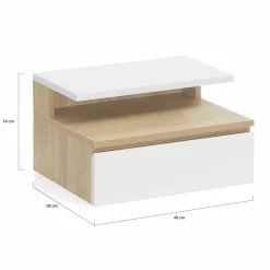Tables de chevet suspendues bois façon hêtre et blanches