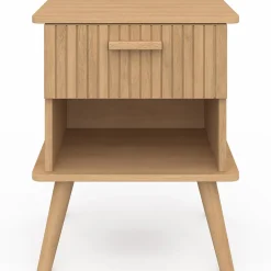 Tables de chevet tasseau bois coloris chêne avec niche + 1 tiroir