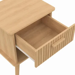 Tables de chevet tasseau bois coloris chêne avec niche + 1 tiroir