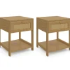 Tables de chevet vintage imitation cannage
