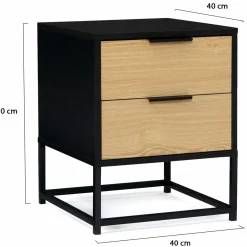 Tables de chevets noir et bois industrielles