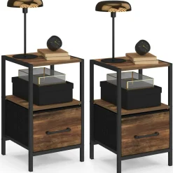 Tables de nuit effet bois vieilli