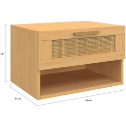 Tables de nuit murales cannage et bois