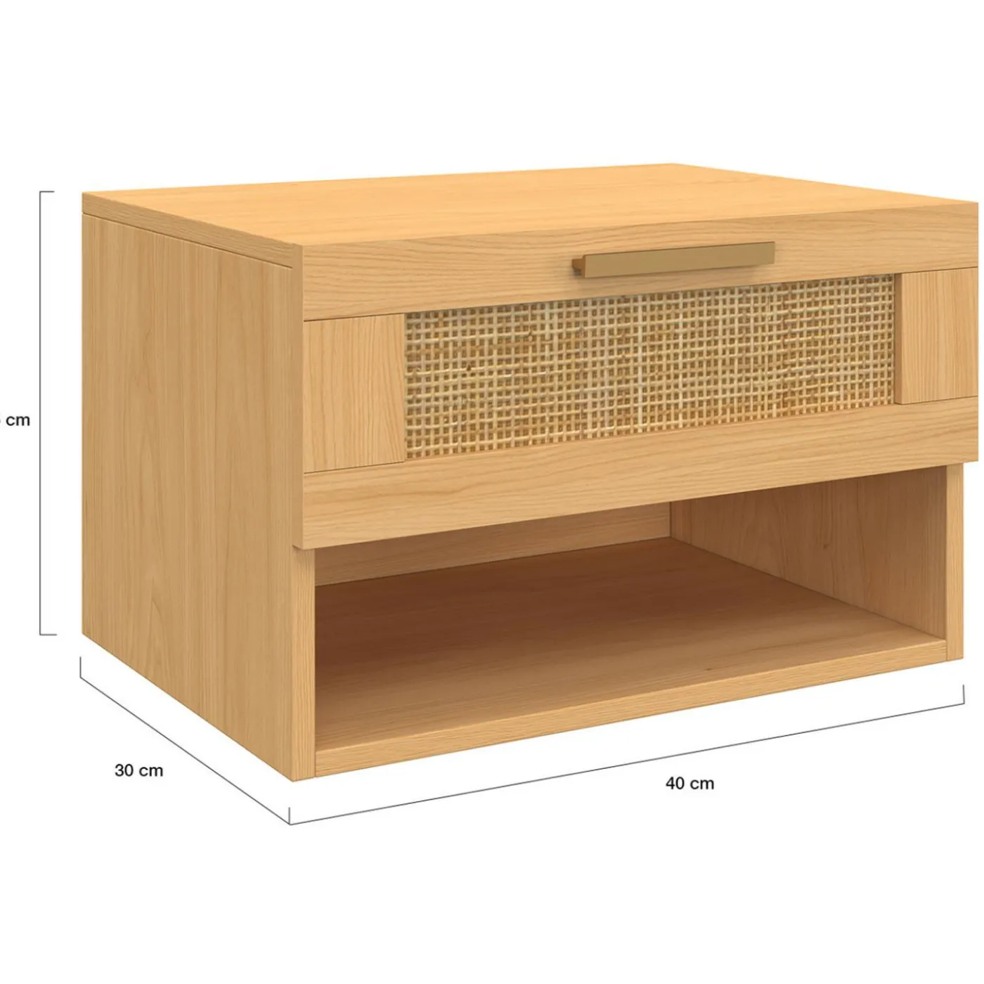 Tables de nuit murales cannage et bois