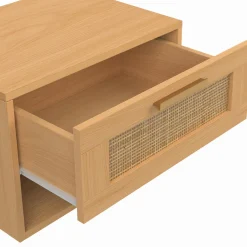 Tables de nuit murales cannage et bois