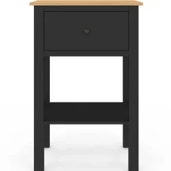 Tables de nuit noire et bois avec tiroir et tablette