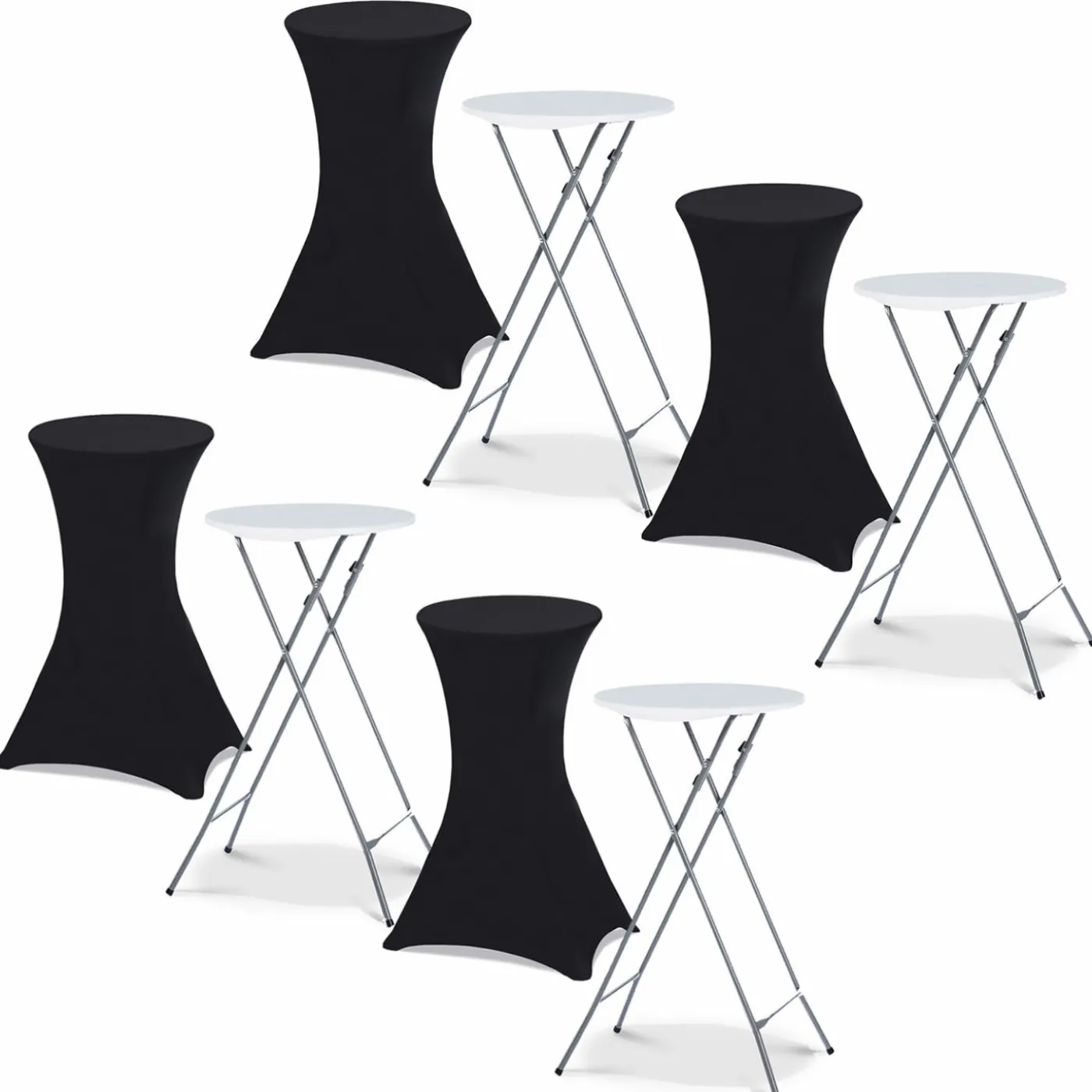 Tables mange-debout pliantes avec housse noire