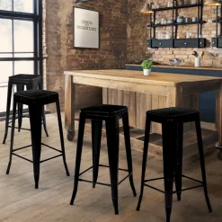 Tabouret style industriel noir mat x4