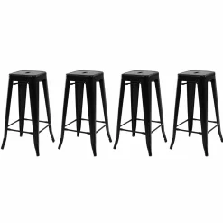 Tabouret style industriel noir mat x4