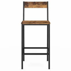 Tabourets de bar avec dossier style industriel bois foncé et noir
