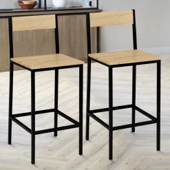 Tabourets de bar avec dossier chaise de cuisine style industriel