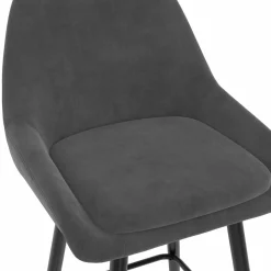 Tabourets de bar confortables en velours gris foncé avec accoudoirs