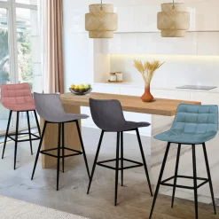 Tabourets de bar en velours multicolore