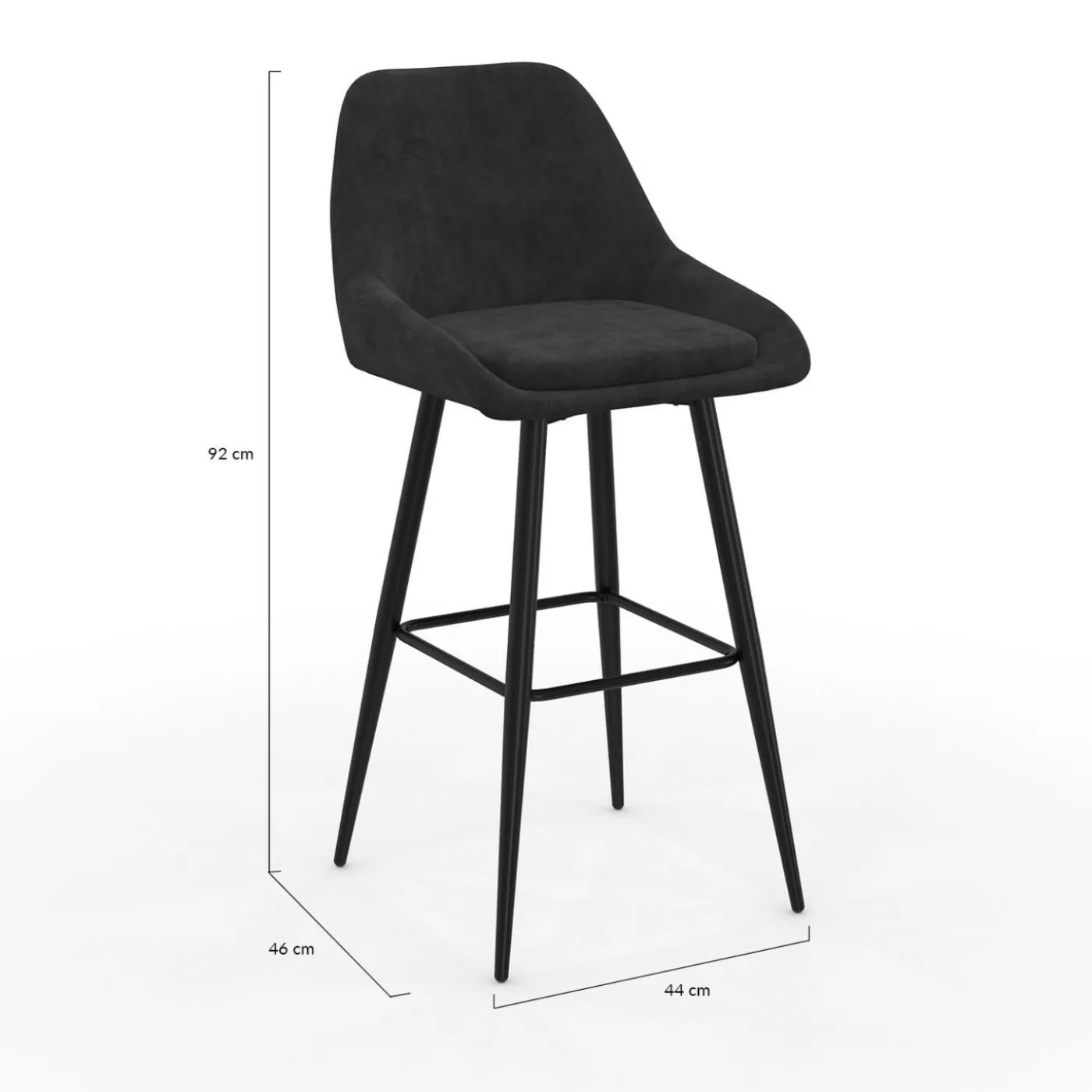Tabourets de bar en velours noir