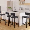 Tabourets de bar en velours et métal gris anthracite : lot de 4