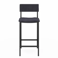 Tabourets de bar en velours et métal gris anthracite : lot de 4