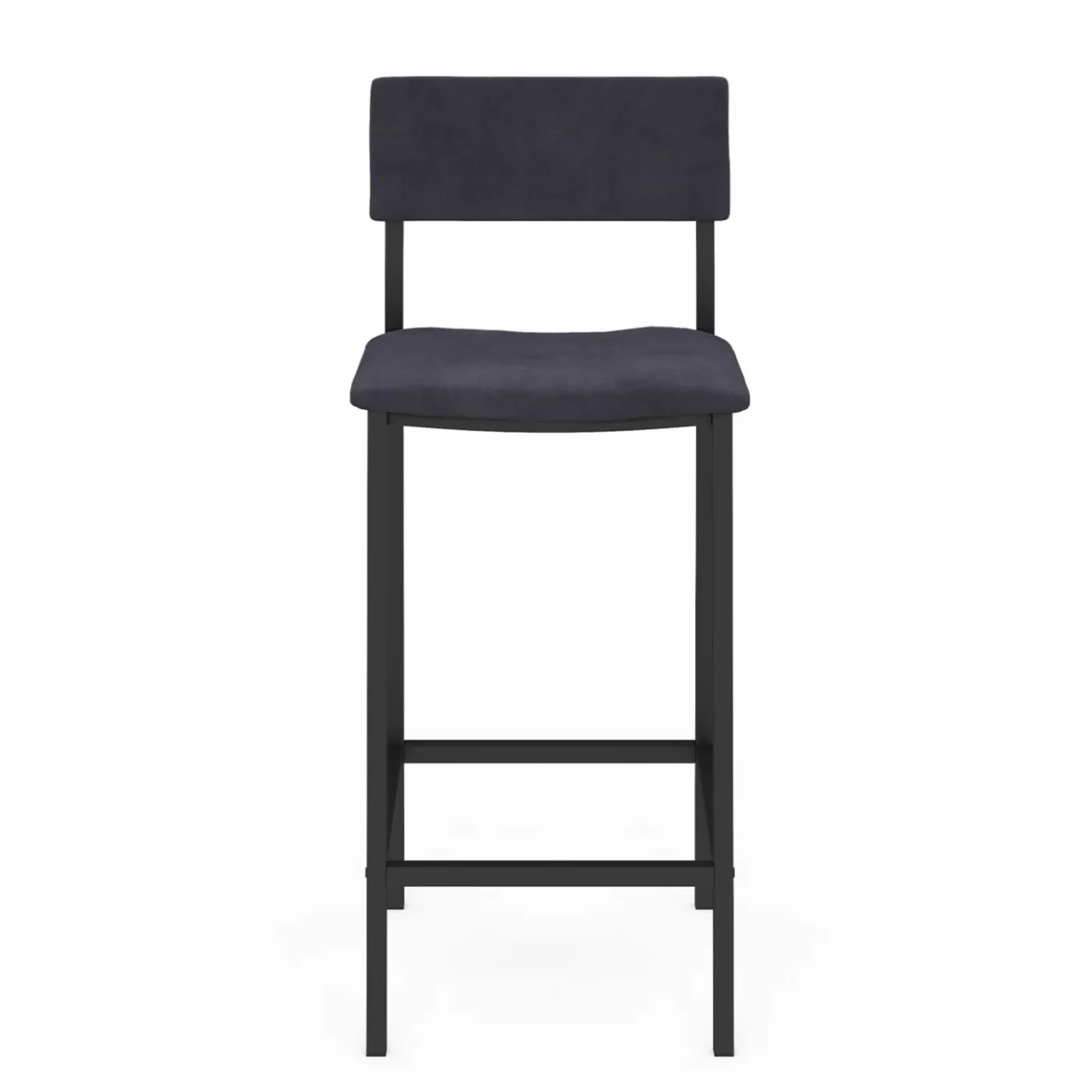 Tabourets de bar en velours et métal gris anthracite : lot de 4