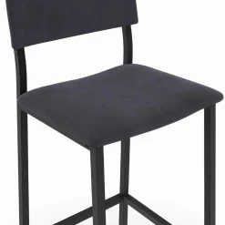 Tabourets de bar en velours et métal gris anthracite : lot de 4