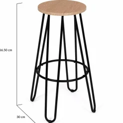 Tabourets de bar industriel bois et métal