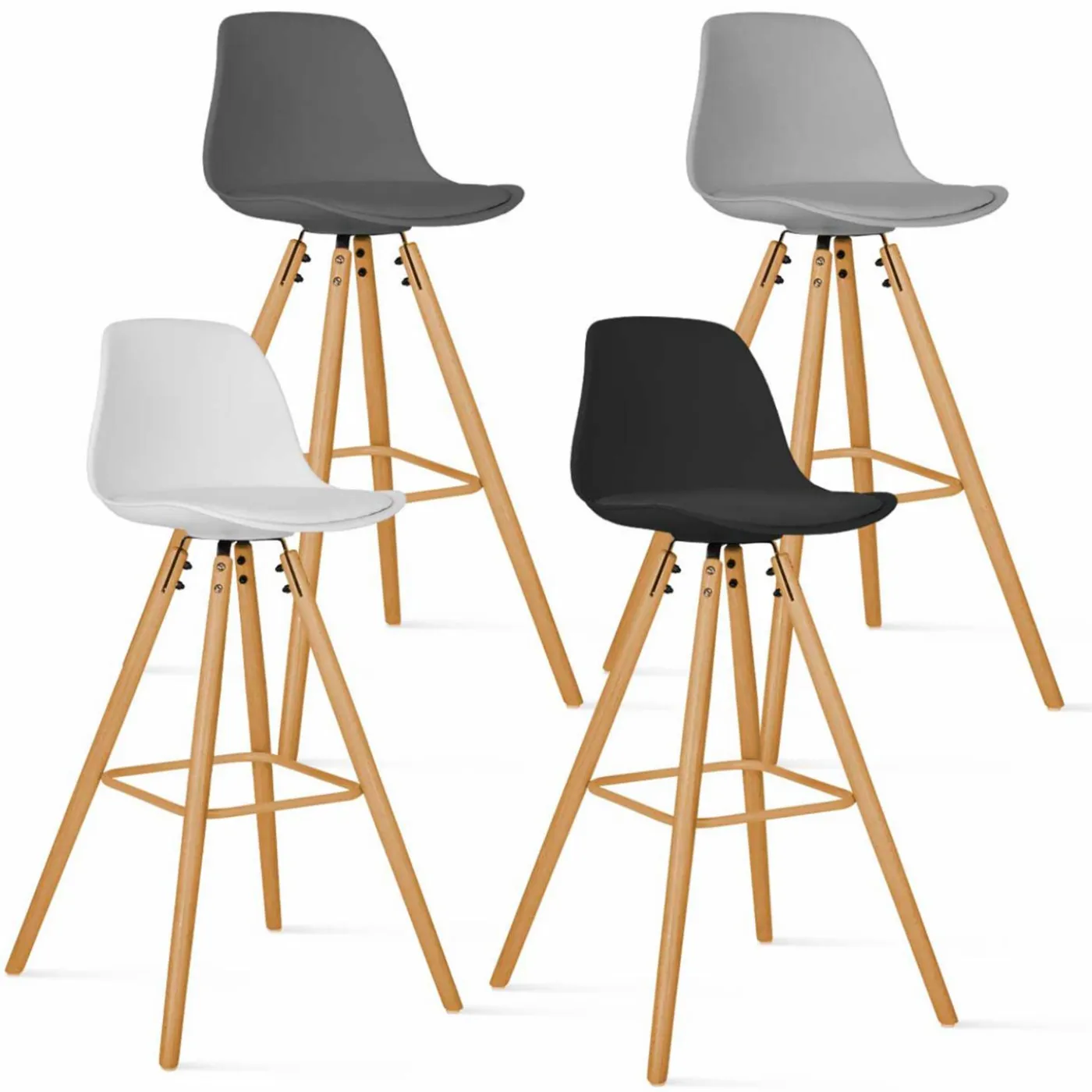 Tabourets de bar mix color gris, blanc et noir : lot de 4