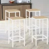 Tabourets de bar métal blanc et bois style industriel