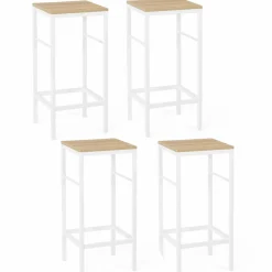 Tabourets de bar métal blanc et bois style industriel