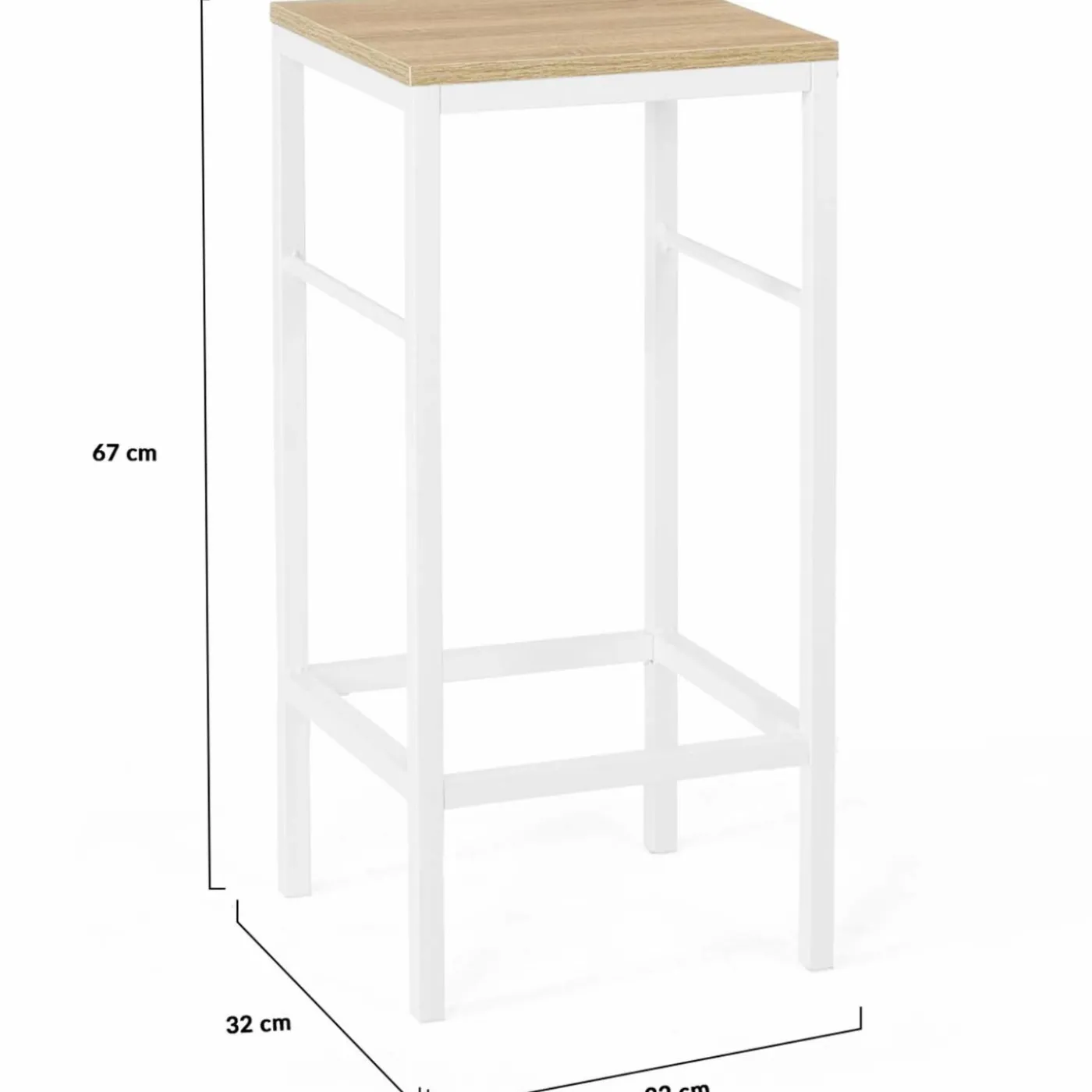 Tabourets de bar métal blanc et bois style industriel