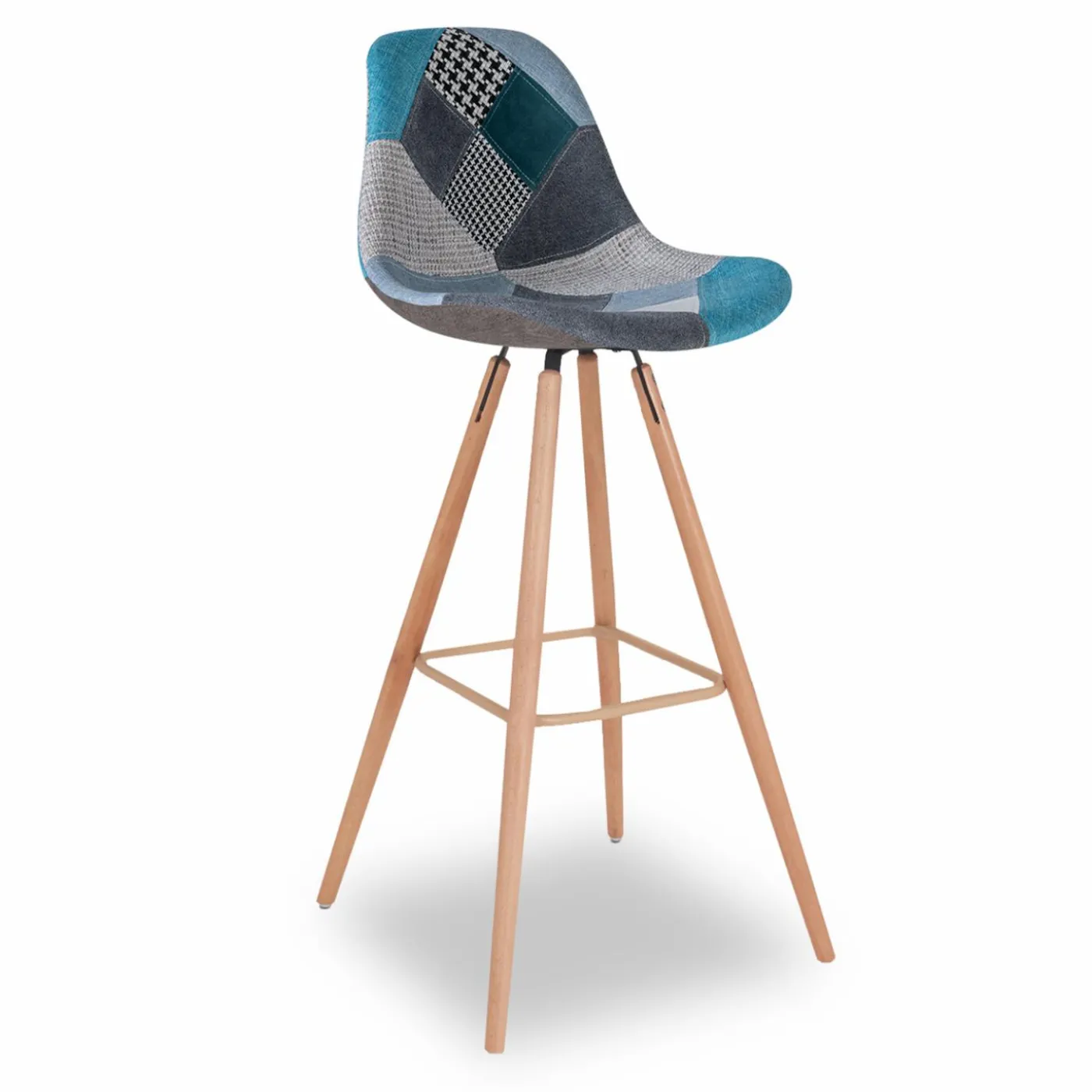 Tabourets de bar scandinaves bleu patchwork