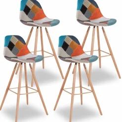 Tabourets de bar scandinaves patchwork multicolore