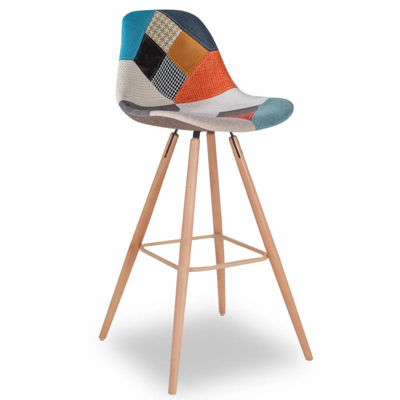 Tabourets de bar scandinaves patchwork multicolore