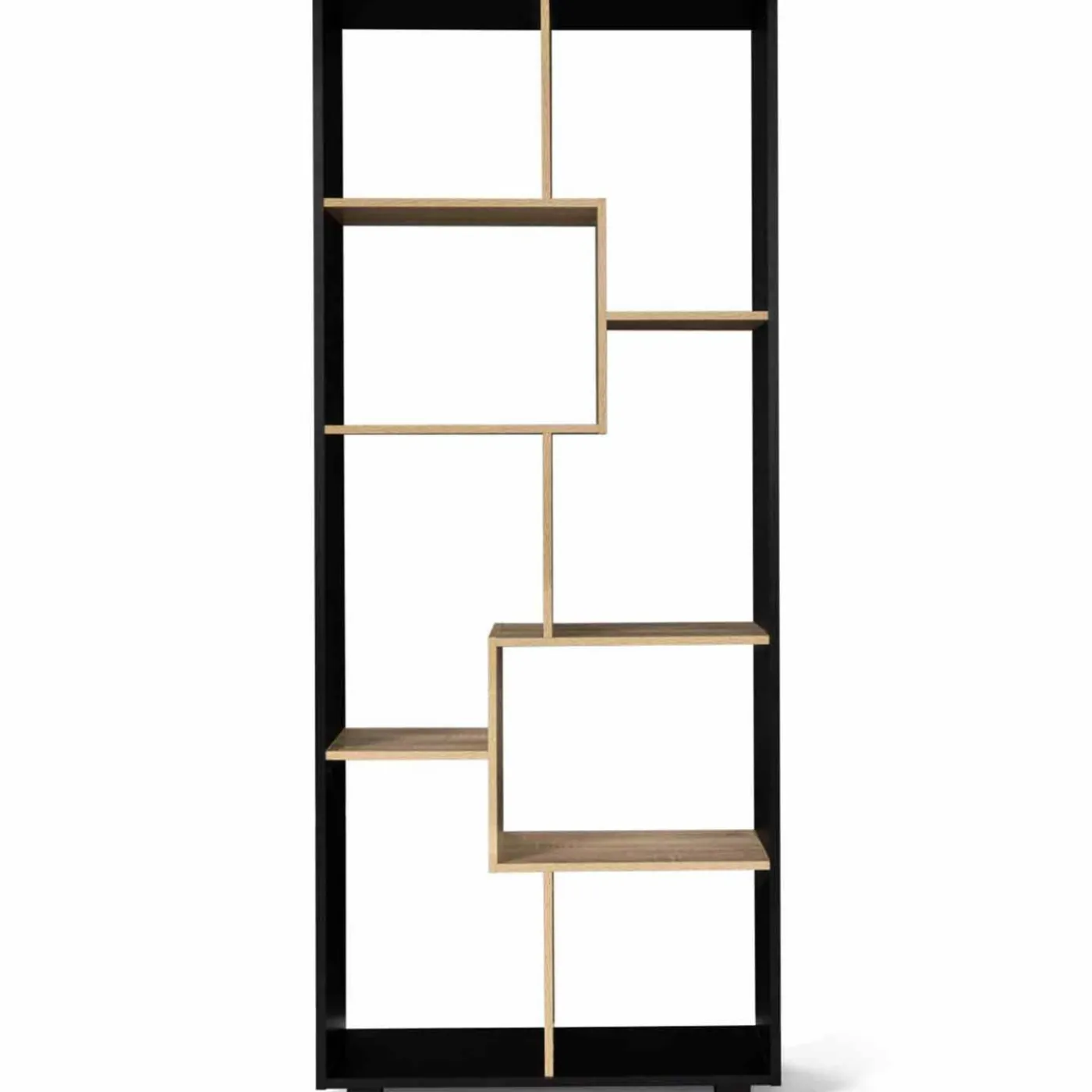 Étagère 161 cm double position bois imitation hêtre et noir