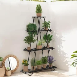 Étagère à pots de fleurs en métal avec 9 niveaux